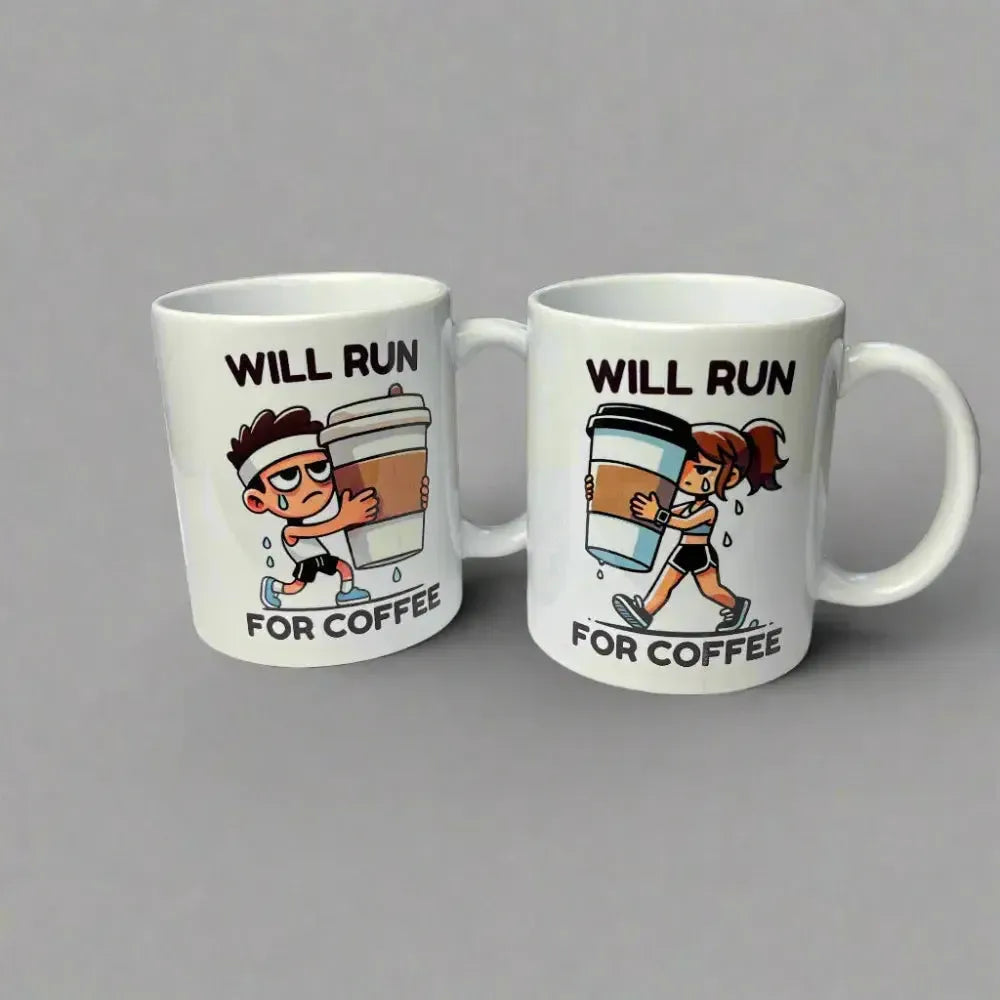 Tassen Bundle "Will run for coffee" Frau & Mann