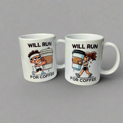 Tassen Bundle "Will run for coffee" Frau & Mann